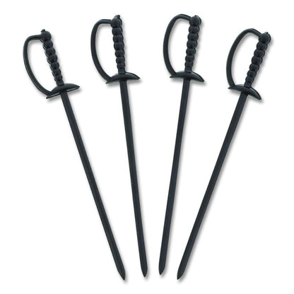 Sword Picks, Plastic, 6", Black, 1,000/Box, 10 Boxes/Carton