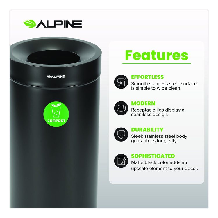 27 Gallon Black Stainless Steel Compost Can