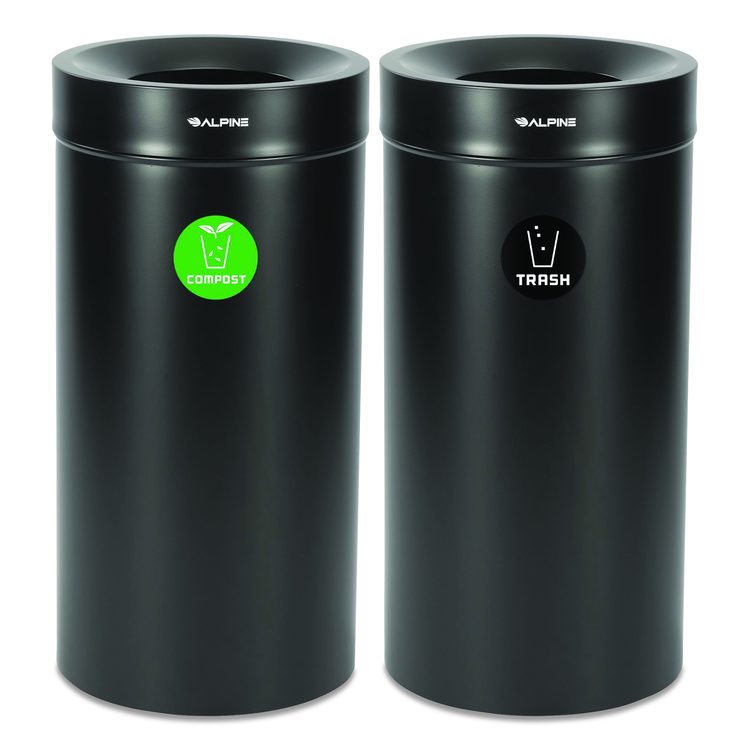 27 Gallon Black Stainless Steel Compost Bin and Trash Can