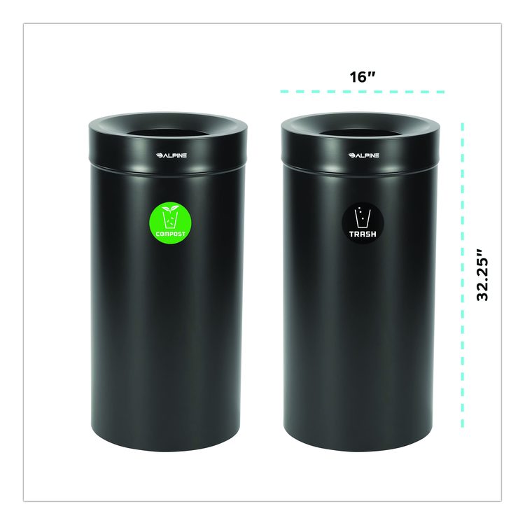 27 Gallon Black Stainless Steel Compost Bin and Trash Can