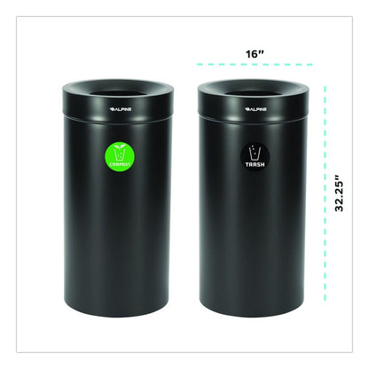 27 Gallon Black Stainless Steel Compost Bin and Trash Can