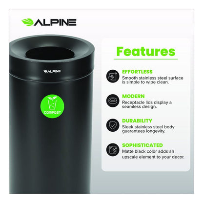 27 Gallon Black Stainless Steel Compost Bin and Trash Can