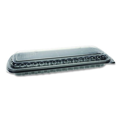 MealMaster Rib Container Base/Lid, 16.6 x 7.3 x 2.3, Black/Clear, Plastic, 80/Carton