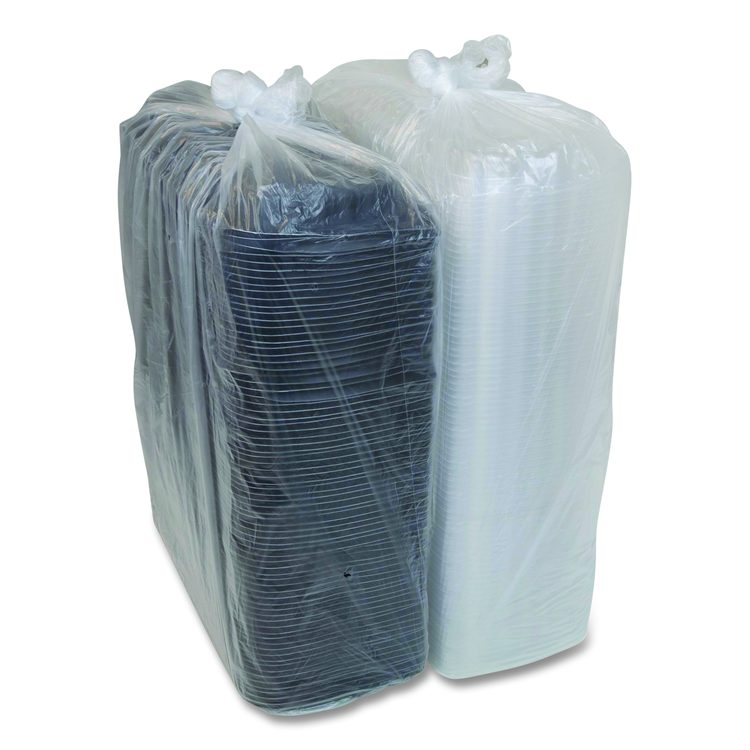 MealMaster Rib Container Base/Lid, 16.6 x 7.3 x 2.3, Black/Clear, Plastic, 80/Carton