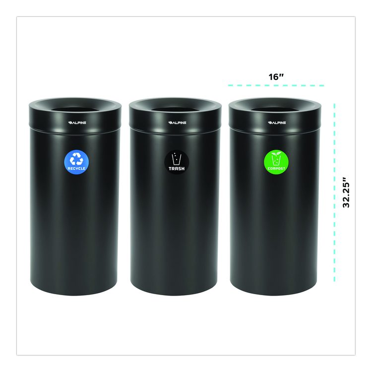 27 Gallon Black Stainless Steel Compost Bin, Recycling Can and Trash Receptacle