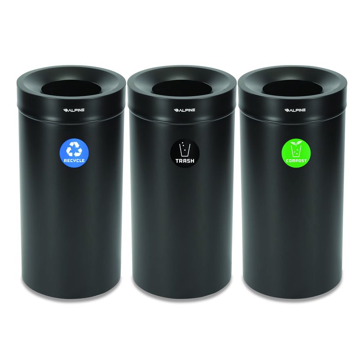 27 Gallon Black Stainless Steel Compost Bin, Recycling Can and Trash Receptacle