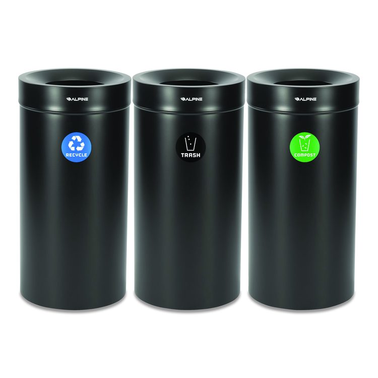 27 Gallon Black Stainless Steel Compost Bin, Recycling Can and Trash Receptacle