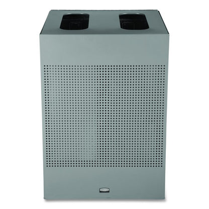 Designer Line Silhouettes Waste Receptacle, 34 gal, Steel, Silver Metallic