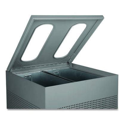 Designer Line Silhouettes Waste Receptacle, 34 gal, Steel, Silver Metallic