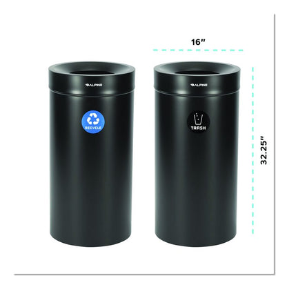 27 Gallon Black Stainless Steel Recycling Can and Trash Receptacle