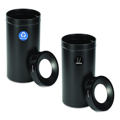 27 Gallon Black Stainless Steel Recycling Can and Trash Receptacle