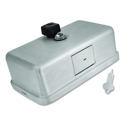 Horizontal Manual Surface-Mounted Stainless Steel Liquid Soap Dispenser, 40 oz, 2.8 x 8.1 x 4.8, Brushed Stainless Steel