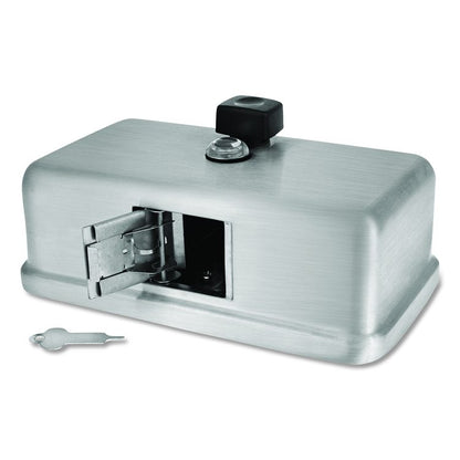 Horizontal Manual Surface-Mounted Stainless Steel Liquid Soap Dispenser, 40 oz, 2.8 x 8.1 x 4.8, Brushed Stainless Steel