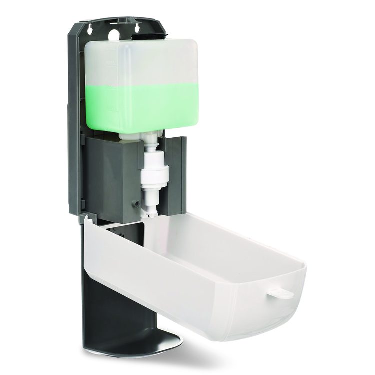 Wall Mount Automatic Foam Hand Sanitizer Soap Dispenser with Drip Tray, 40 oz, 4.48 x 6 x 18.1, White