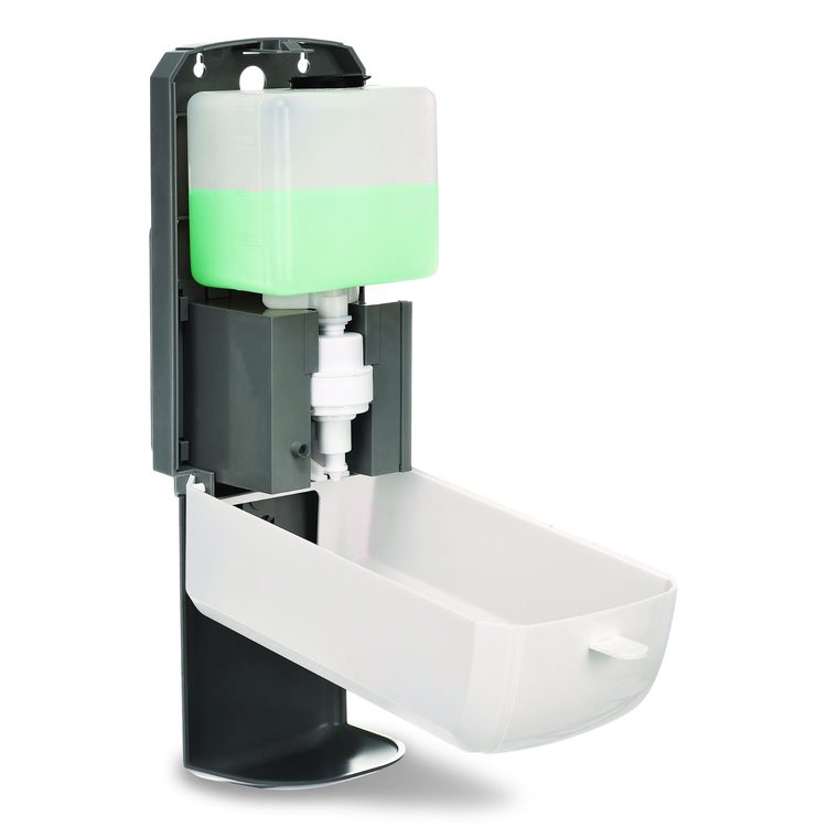 Wall Mount Automatic Gel Hand Sanitizer/Soap Dispenser with Drip Tray, 40 oz, 4.48 x 6 x 18.1, White