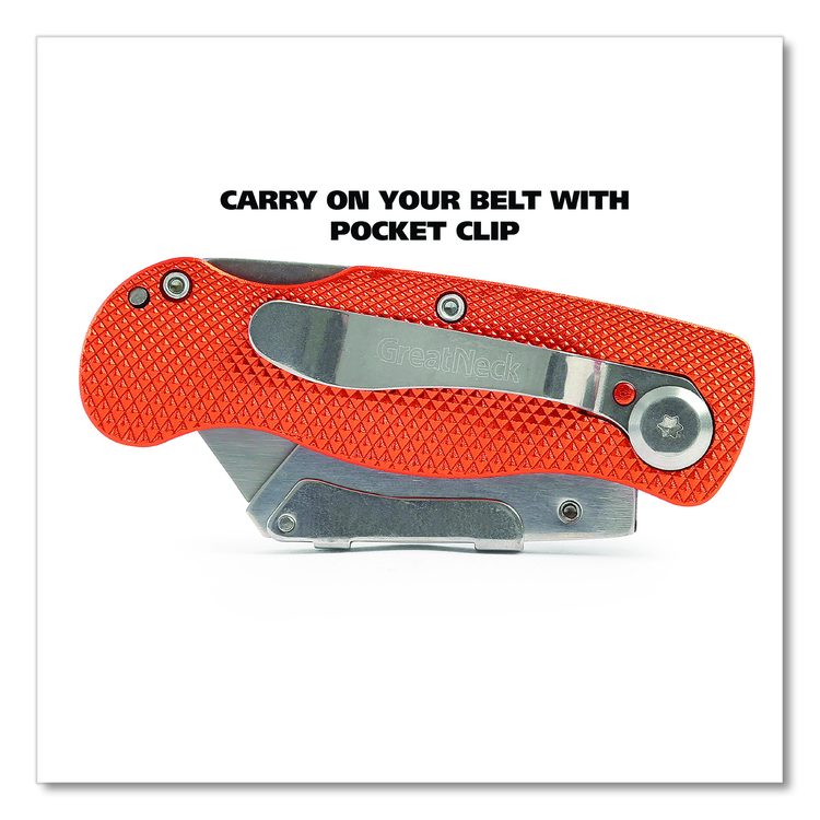 Quick Change Lock Back Utility Knife, 3.5" Aluminum Handle, Orange