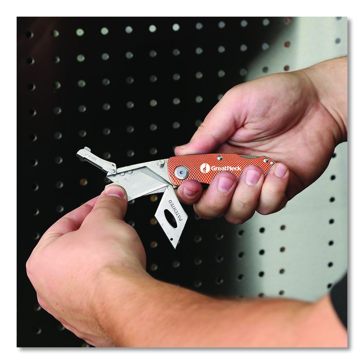 Quick Change Lock Back Utility Knife, 3.5" Aluminum Handle, Orange