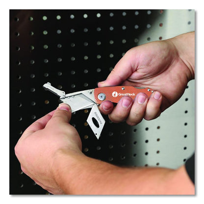 Quick Change Lock Back Utility Knife, 3.5" Aluminum Handle, Orange