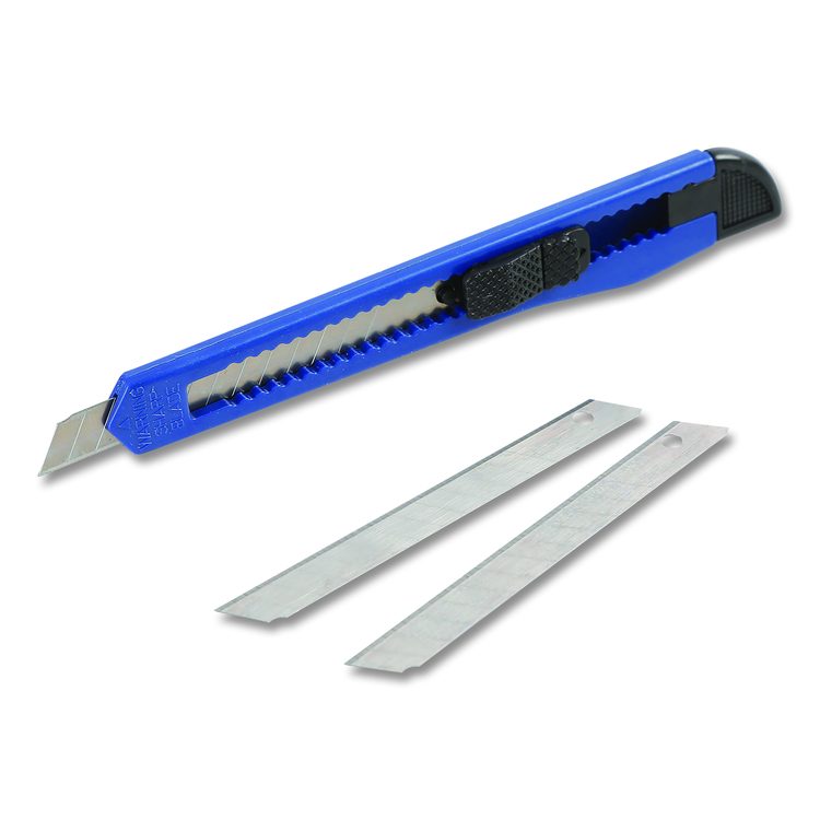 Snap-Off Utility Knife, 9 mm Blade, 5" Plastic Handle, Blue