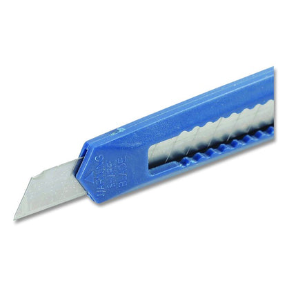 Snap-Off Utility Knife, 9 mm Blade, 5" Plastic Handle, Blue