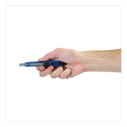 Snap-Off Utility Knife, 9 mm Blade, 5" Plastic Handle, Blue