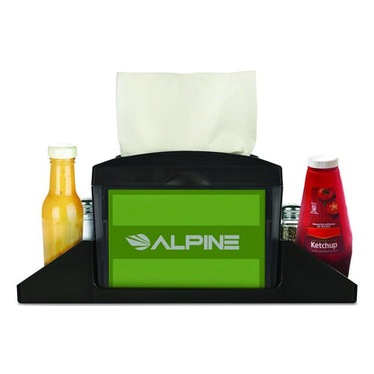 Interfold Table Top Dispenser Napkin Holder with Caddy, 6 x 14.17 x 6.5, Black