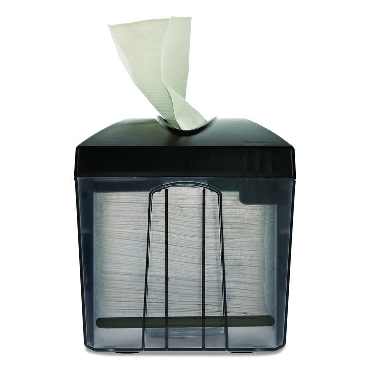 Interfold Table Top Dispenser Napkin Holder with Caddy, 6 x 14.17 x 6.5, Black
