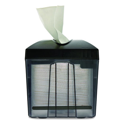 Interfold Table Top Dispenser Napkin Holder with Caddy, 6 x 14.17 x 6.5, Black