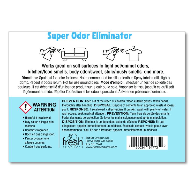 Super Odor Eliminator, 32 oz Spray Bottle, 6/Carton