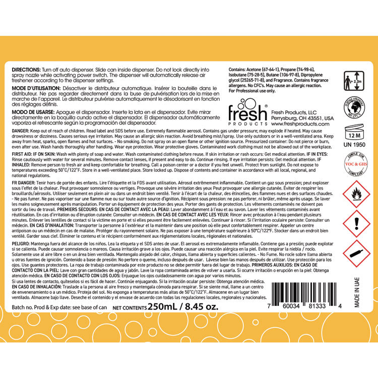 Fusion Metered Aerosols, Citrus Sorbet, 8.45 oz, 12/Carton