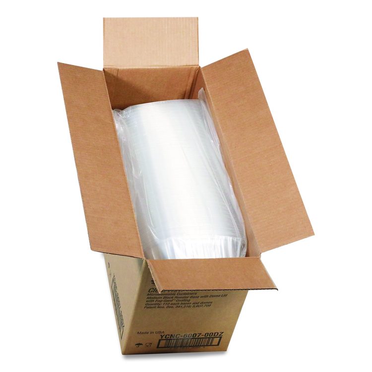 MealMaster Chicken Roaster Base/Lid, 10 x 7.5 x 4, Black/Clear, Plastic, 110/Carton