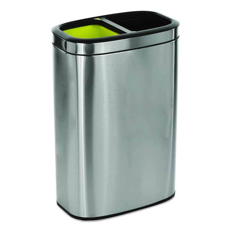 10.5 Gallon Stainless Steel Open Top Dual Compartment Trash Can