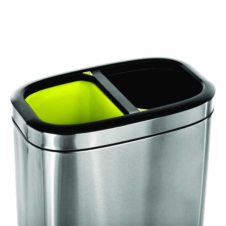10.5 Gallon Stainless Steel Open Top Dual Compartment Trash Can