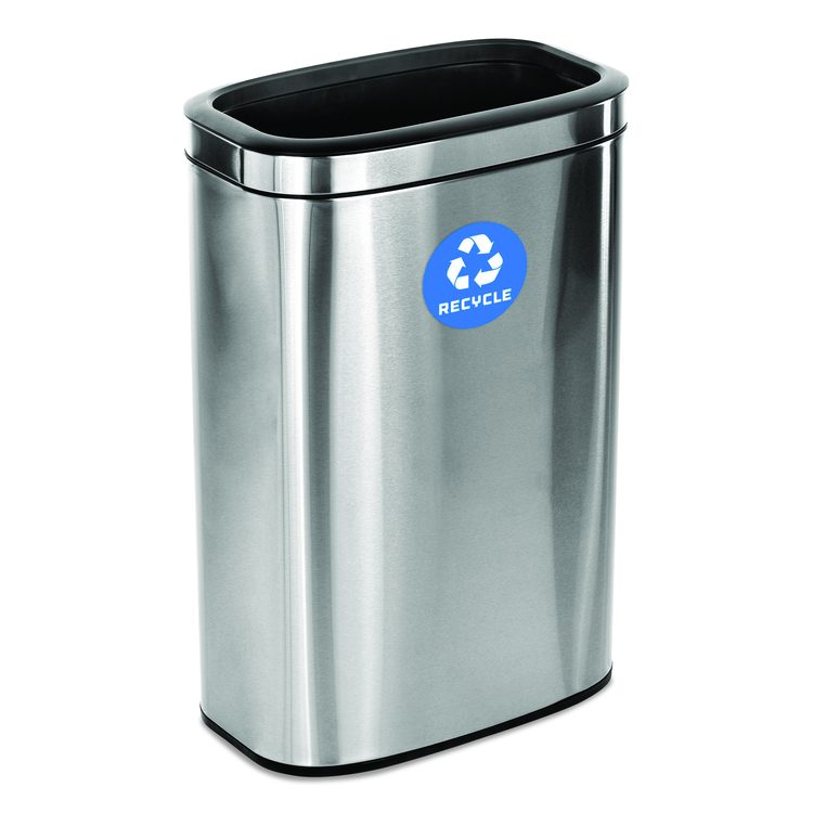10.5 Gallon Slim Recycling Can, Brushed Stainless Steel