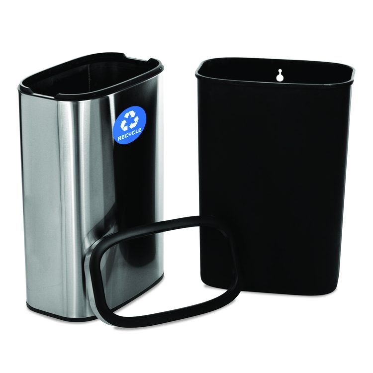 10.5 Gallon Slim Recycling Can, Brushed Stainless Steel