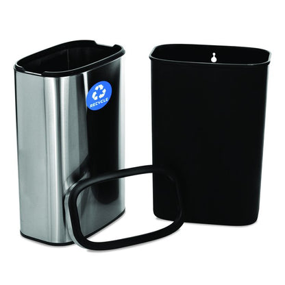 10.5 Gallon Slim Recycling Can, Brushed Stainless Steel