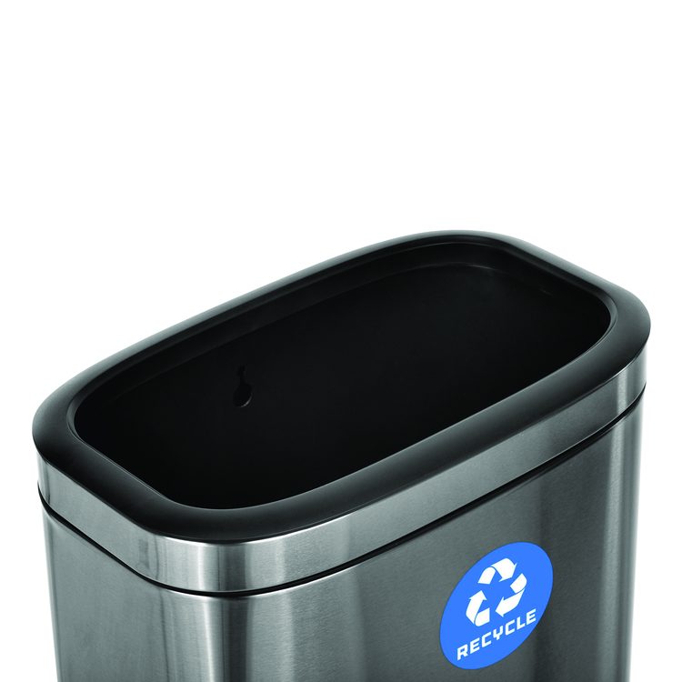 10.5 Gallon Slim Recycling Can, Brushed Stainless Steel