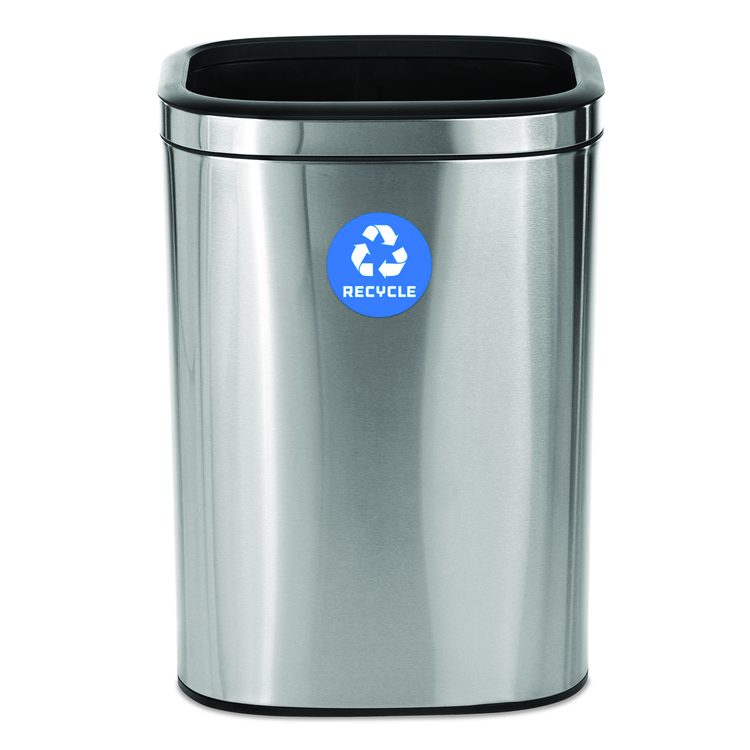 10.5 Gallon Slim Recycling Can, Brushed Stainless Steel
