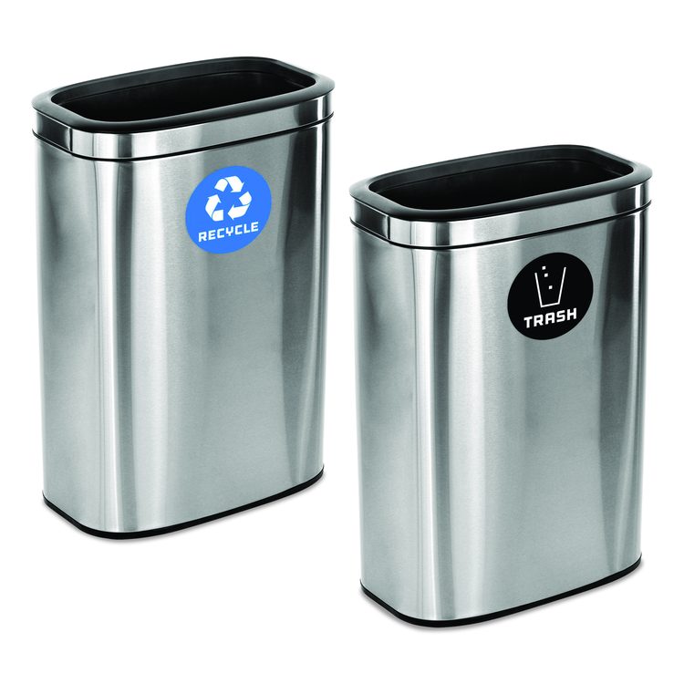 10.5 Gallon Recycle and Trash Station, Brushed Stainless Steel