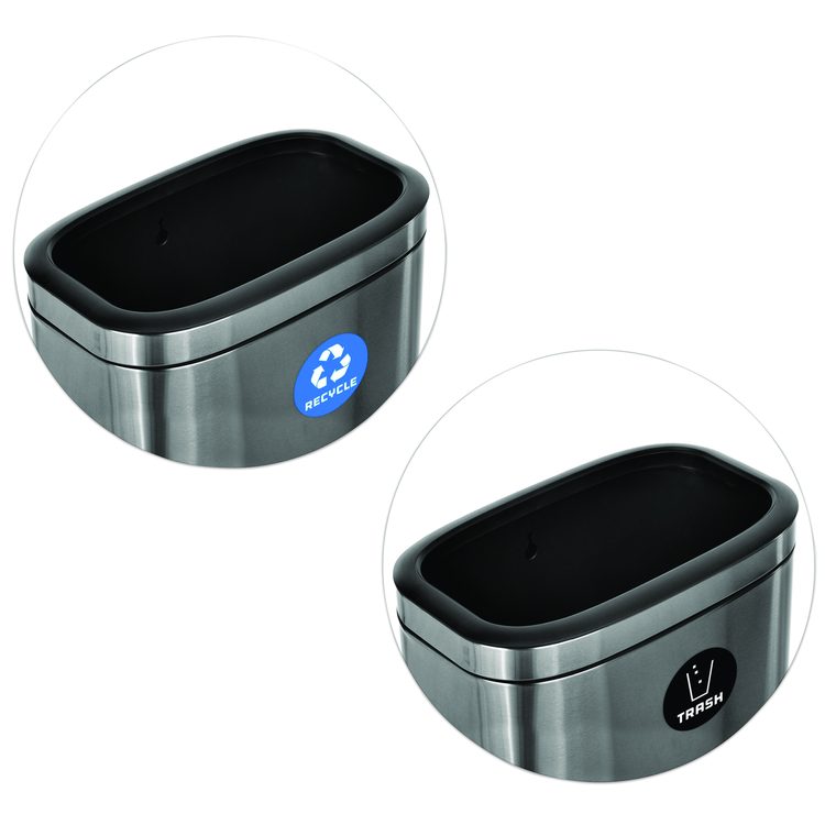 10.5 Gallon Recycle and Trash Station, Brushed Stainless Steel