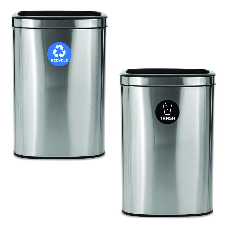 10.5 Gallon Recycle and Trash Station, Brushed Stainless Steel