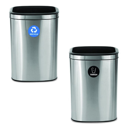 10.5 Gallon Recycle and Trash Station, Brushed Stainless Steel