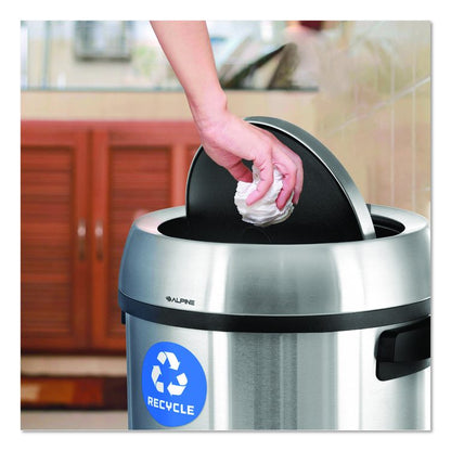 17 Gallon Stainless Steel Indoor Recycling Receptacle with Swivel Lid