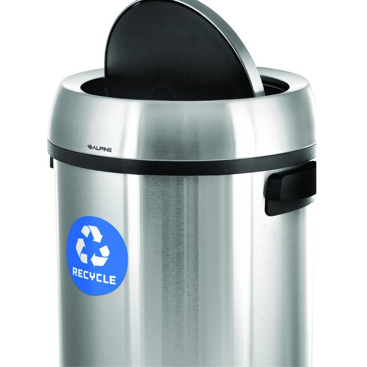 17 Gallon Stainless Steel Indoor Recycling Receptacle with Swivel Lid