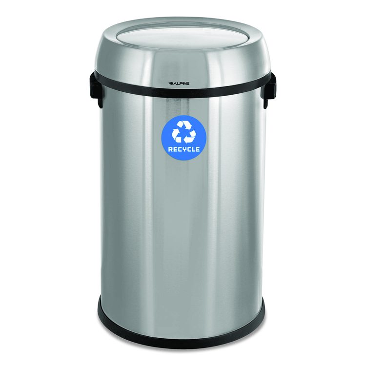 17 Gallon Stainless Steel Indoor Recycling Receptacle with Swivel Lid