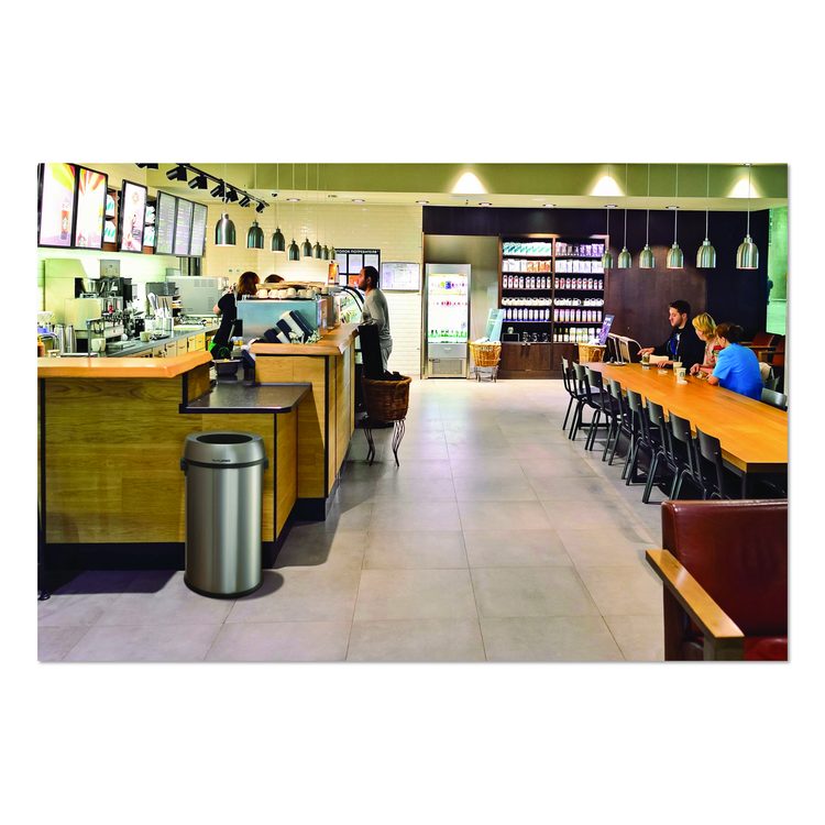 17 Gallon Stainless Steel Heavy-Gauge Brushed Open Top Commercial Trash Can