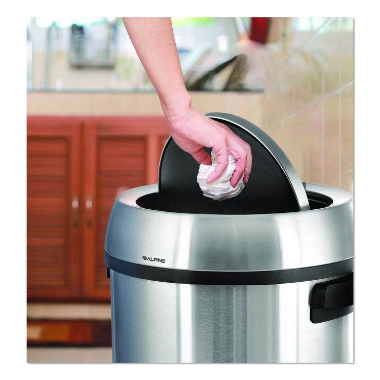 17 Gallon Stainless Steel Commercial Trash Can with Swing Lid