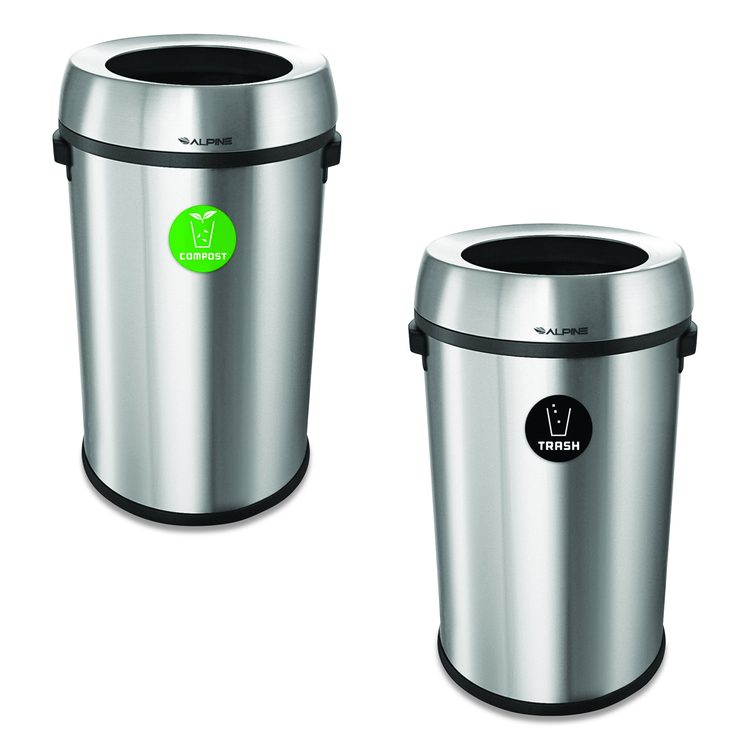 17 Gallon Stainless Steel Open Top Compost and Trash Station