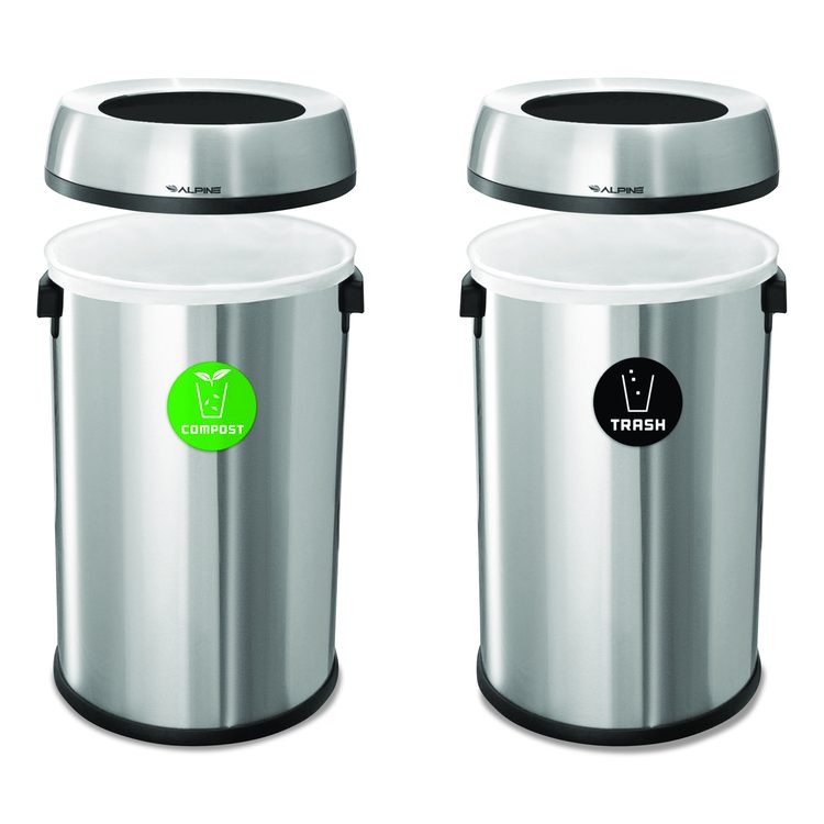 17 Gallon Stainless Steel Open Top Compost and Trash Station
