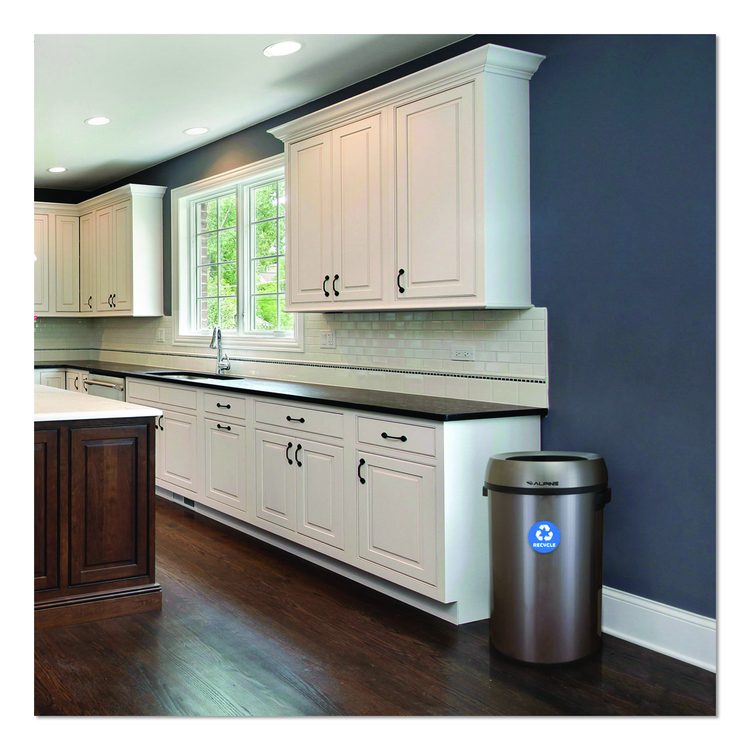 17 Gallon Stainless Steel Open Top Recycling Bin Receptacle